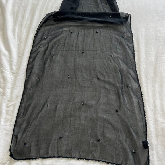 Gauzy black dress scarf with beading - Picture 4 of 4